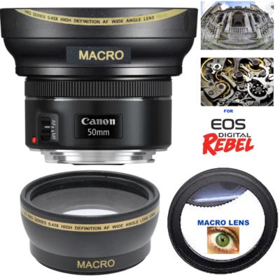 HD3 16K ULTRA WIDE FISHEYE LENS + MACRO LENS FOR CANON EF 50mm f/1.4 USM LENS - Image 1 of 4