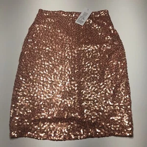 Graziosa gonna guida donna taglia large rosa paillettes foderata dritta zip posteriore nuova con etichetta - Foto 1 di 12