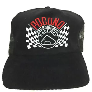 Vtg Pocono Raceway Cap Nascar USA Corduroy Mesh Snap Back Trucker Baseball Hat - Picture 1 of 12