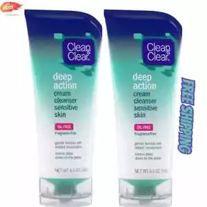 New Clean & Clear Oil-Free Deep Action Cream Facial Cleanser, 6.5 oz (Pack of 2) - Picture 1 of 9