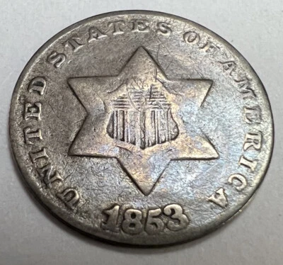 1853 3CS RPD FS-301 Silver VG Details Variety Coin 3c Three Cents - Image 1 of 4