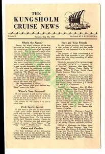 4. Mai 1937 M.S. Kungsholm Cruise News - Bild 1 von 1