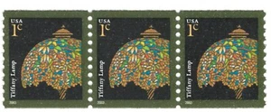 US. 3758A. 1c. Tiffany Lamp. "2008" Date. Coil Strip of 3. MNH. 2008 - Picture 1 of 1
