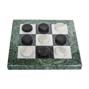 Tris in Marmo Bianco e Marmo Verde Alpi Gioco da Tavolo Home Decor 20×20cm - Picture 1 of 5