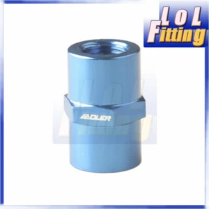 US SHIP 1/2" NPT Female To 1/2" NPT Female Aluminum Straight Fuel Fitting Blue - Foto 1 di 5