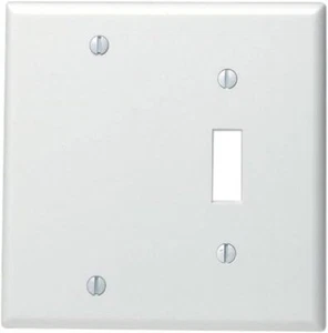 Leviton 2 Gang 1 Knebel 1 Blanko Wandplatte Standardgröße weiß Duroplast - Bild 1 von 1