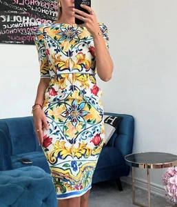 Dolce & Gabbana Majolica printed Silk Dress - Picture 1 of 19