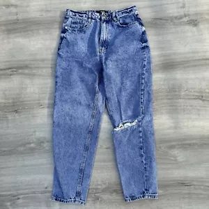 Missguided Women’s Petite Size 4 Jeans Distressed Straight Leg Mom Jean Blue - Picture 1 of 6