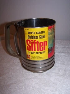 Vintage 1974 Kitchen King triplo schermo acciaio inox 3 tazze setaccio L@@K!!! - Foto 1 di 2