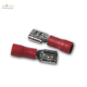 100 fundas de conector plano con ramificación rojo 6,3 x cable 0,8mm zapatos 0,5-1,5mm² hembra 