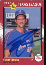 1990 Jackson Mets TERRY BROSS Signed Card autograph AUTO RC