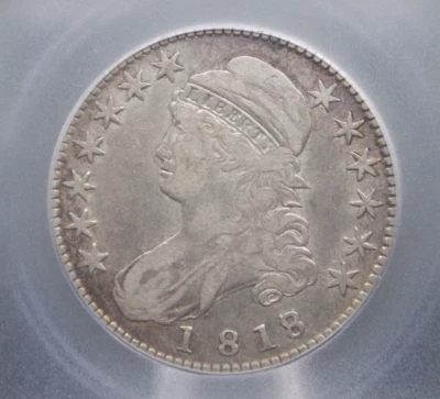 1818/7 Capped Bust SILVER Half Dollar O-102 50c ICG VF20 #301 Very Fine ECC&C - Image 1 of 4
