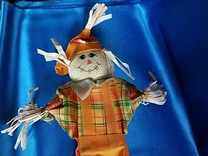 Autumn Harvest Standing Raffia Scarecrow With Pants - Picture 1 of 7