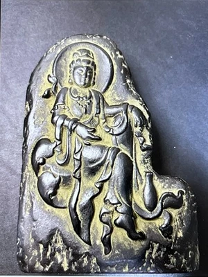 Estatua de Buda de piedra finamente tallada - Artículo auspicioso, obras de arte de Japón Foto 1 de 4