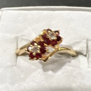 Vintage DAC Ring Size 8 Red Flowers M - Picture 1 of 10