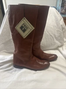Botas Frye Marrón Para Mujer Talla 9 Cuero Tacón Bajo Tachonado Tono Dorado Pull On Nuevas - Imagen 1 de 17