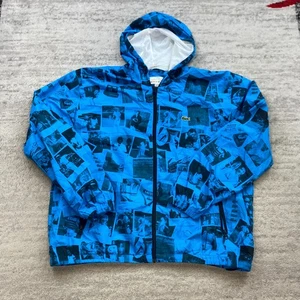 Lacoste x Polaroid Regen Mantel Jacke Large Blau All Over Print Tennis Zip Kapuze - Bild 1 von 16