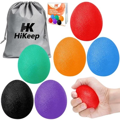 HIKEEP Stress Balls for Adults (6 Pack), Grip Strength Trainer, Hand Strengthening D...