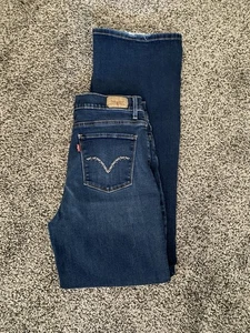 Levis Perfectly Slimming 512 Jeans 10 Long Bootcut Stretch Blue Denim Bling 10L - Picture 1 of 9