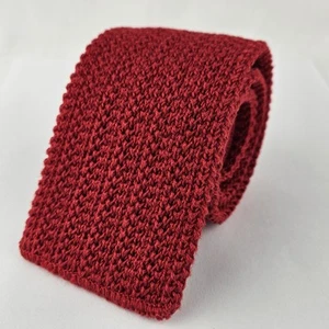 Cottonit By Rooster Square Knit Tie Classic Red 100% Cotton Lisle Made In USA - Picture 1 of 5