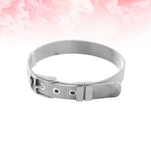 Cadena de malla de acero inoxidable estilo recto plantilla pulsera cadena de mano - Imagen 1 de 11