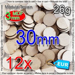12x 3mm MDF 30mm Round Base Warhammer 40k Infinity Age Of Sigmar - Bild 1 von 5
