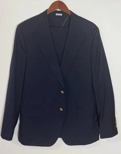 Traje Peter Millar PERSONALIZADO Solapa Pico Azul Sólido Dos Botones Talla 43 R #209 - Imagen 1 de 12