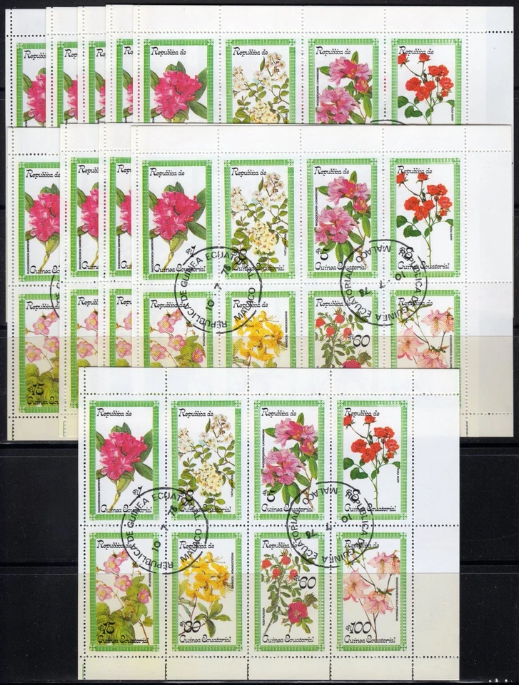Wholesale CTO x 10 EQUATORIAL GUINEA Yvert # 126  FLOWERS Sheet of 8 stamps - Image 1 of 1