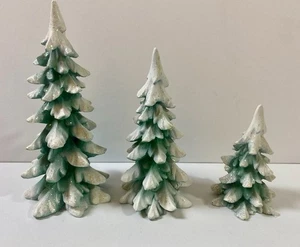 3 Department 56 Green Village Wintergreen Pines Glitzer Weihnachtsbaum 3er Set - Bild 1 von 15
