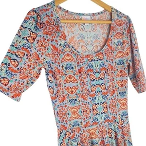 Neu ohne Etikett LuLaRoe Nicole M Kleid orange Blumen Fit & Flare Stretch Damengröße - Bild 1 von 7