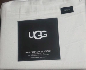 NEU UGG ® Baumwolle Flanell 4-teilig Queen Farbe SNOW Laken Set passt 17" Matratze  - Bild 1 von 3