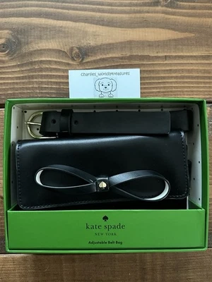 Bolso Cinturón Kate Spade Negro Lazo Cuero Ajustable Nuevo con Etiquetas L/XL ENVÍO GRATUITO Foto 1 de 4