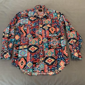 Frontier Series Shirt Mens Large Multicolor Aztec Geometric Western 100% Cotton - Picture 1 of 7