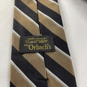 Robert Talbott For Orbach’s Tie Black Gold Stripe 100% Silk - Picture 1 of 5
