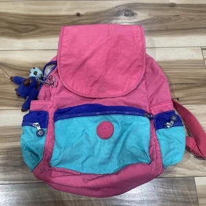 Defectos* Mochila rara KIPLING bloque de color multicolor rosa azul verdoso viaje escolar - Imagen 1 de 19