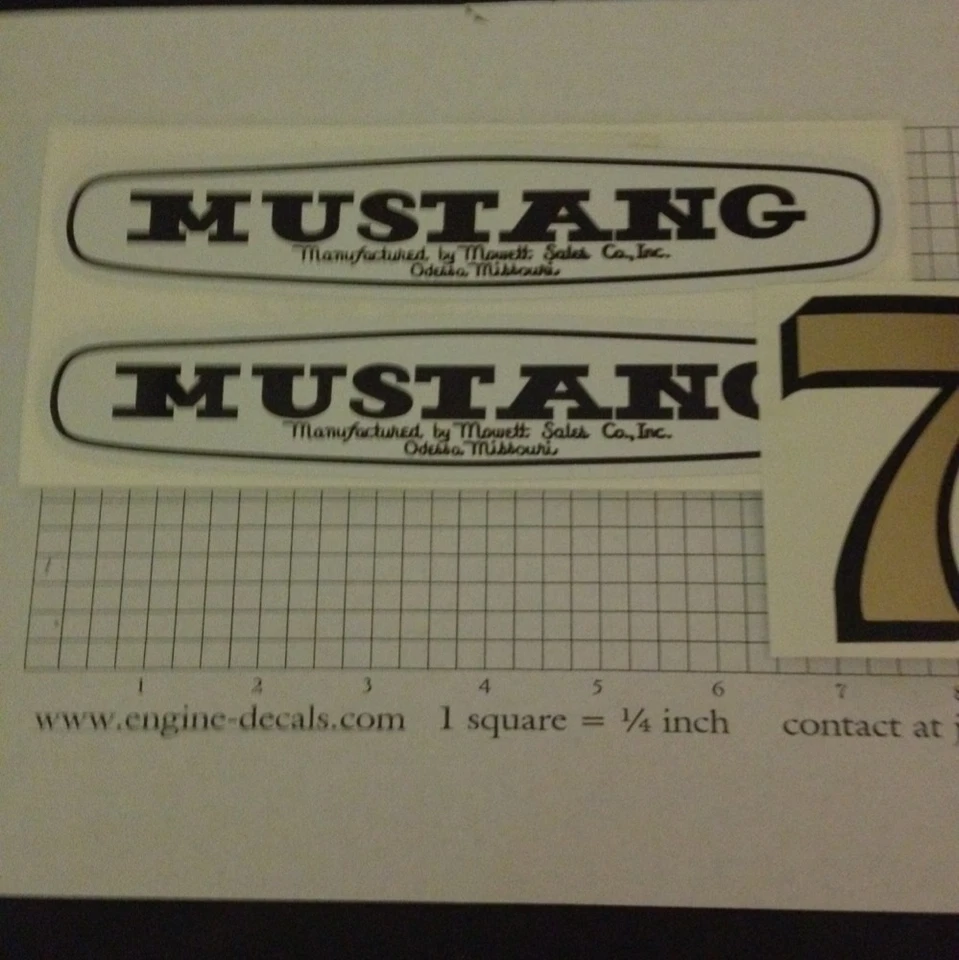 Mustang Mower Mowett Sales Co. Decal Set For 7-hp Rider - Image 1 of 1