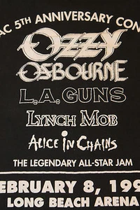 M * vtg 90s 1991 ALICE IN CHAINS l.a. guns OZZY OSBOURNE t shirt * 71.52 tour - Picture 1 of 7
