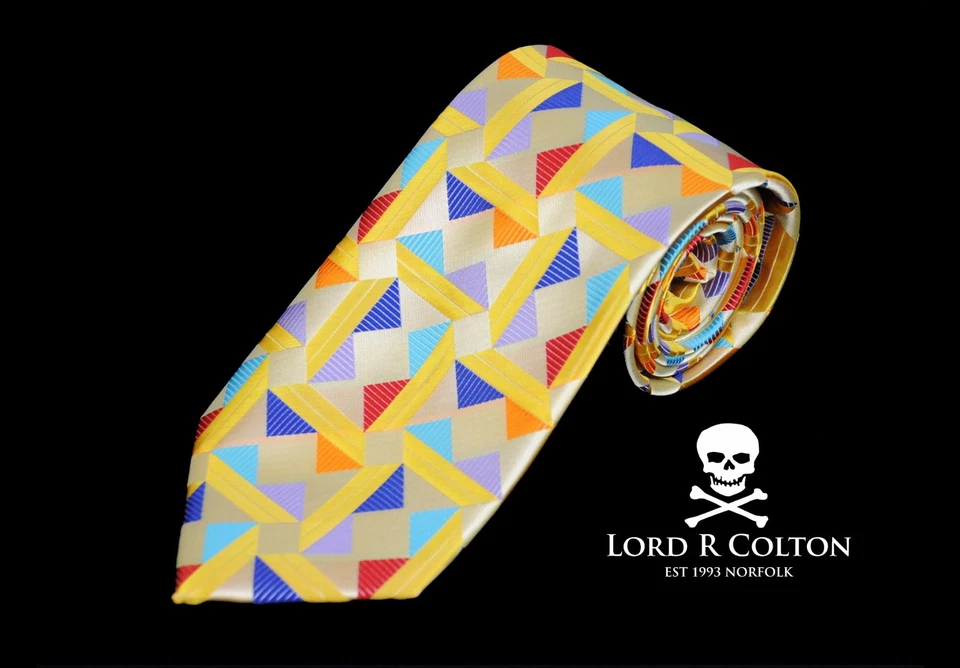 Corbata Lord R Colton Masterworks - Corbata geométrica colorida dorada Taormina - Nueva Foto 1 de 1