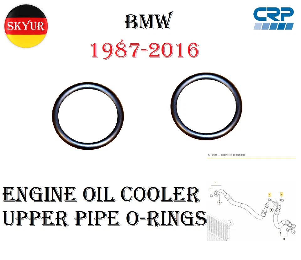Engine Oil Cooler Line Upper Pipe O-Rings Set Of 2 For BMW Models CRP - Image 1 of 4
