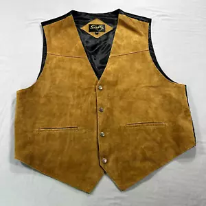Scully Vest Mens 2XL XXL Brown Leather Snap Button Western Cowboy Waistcoat - Picture 1 of 10