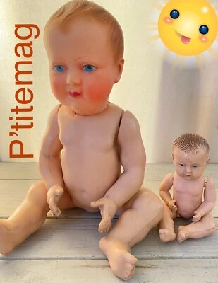 Lot 2 anciens baigneurs Petit Colin 42 cm et SNF 22 cm. Celluloïd. - Photo 1/4