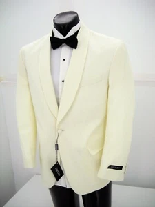 Chaqueta de cena 100 % lana marfil 1B cuello chal $75,00 algunas marcas de suciedad - Imagen 1 de 2