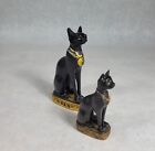 Set Of 2 Egyptian Goddess Cat Figurine Black w/ Gold Accents Refer To Photos 