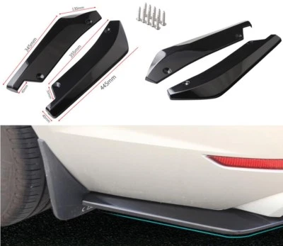 Universal Anti-Scratch Car Rear Bumper Lip Diffuser Splitter Canard Glossy Black - Image 1 of 4