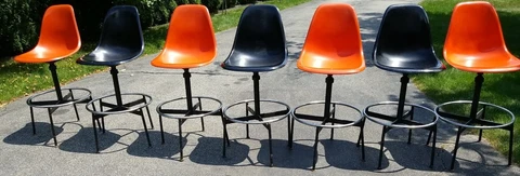 Vintage Herman Miller Eames Fiberglass SWIVEL BAR Chairs 7 mid century modern Cover