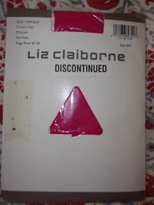 Vtg Liz Claiborne Silky Opaque Control Top Pantyhose Hot Pink Style 843 M - Picture 1 of 4