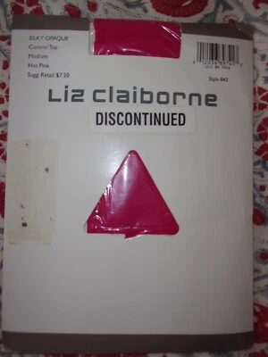 Vtg Liz Claiborne Silky Opaque Control Top Pantyhose Hot Pink Style 843 M - Image 1 of 4