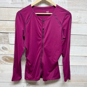 Title Nine Top Jacket Womens Medium Pink Fuschia Sunbuster Long Sleeve Full Zip - Picture 1 of 11