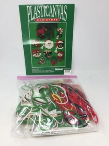 Vintage Bernat Plasticanvas Needlepoint Christmas Ornament Kit Santa Reindeer - Picture 1 of 6