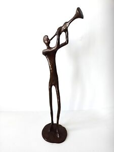 Bronze Figurine Musician Artwork Interior Design Collectable Handmade 1960 Great